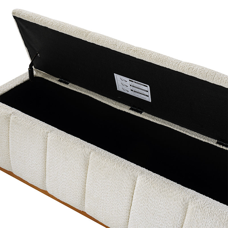 Modern Chenille Storage Bench - No-Assembly Upholstered Seat