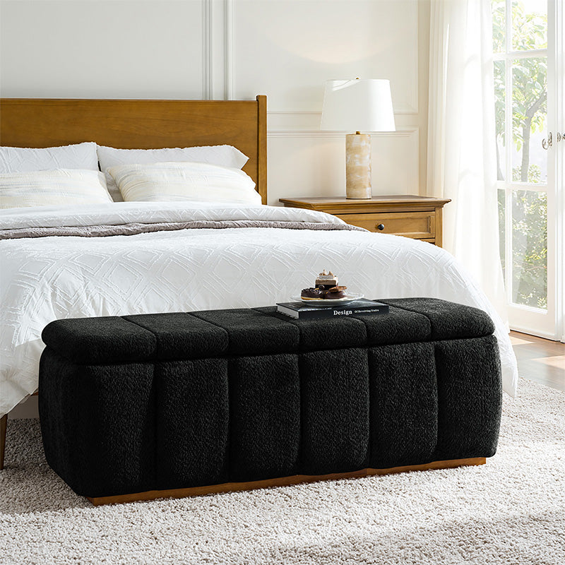 Modern Chenille Storage Bench - No-Assembly Upholstered Seat