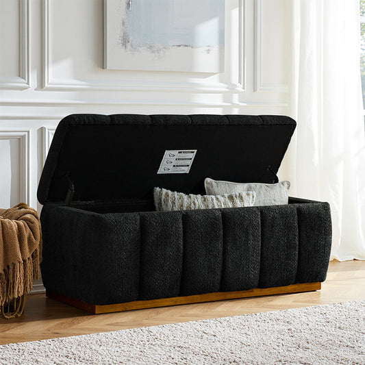 Modern Chenille Storage Bench - No-Assembly Upholstered Seat