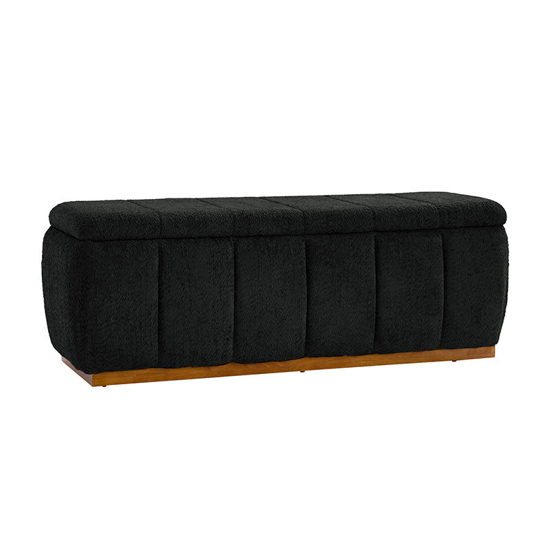 Modern Chenille Storage Bench - No-Assembly Upholstered Seat