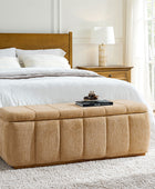 Modern Chenille Storage Bench - No-Assembly Upholstered Seat