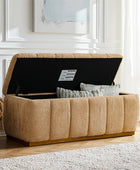 Modern Chenille Storage Bench - No-Assembly Upholstered Seat