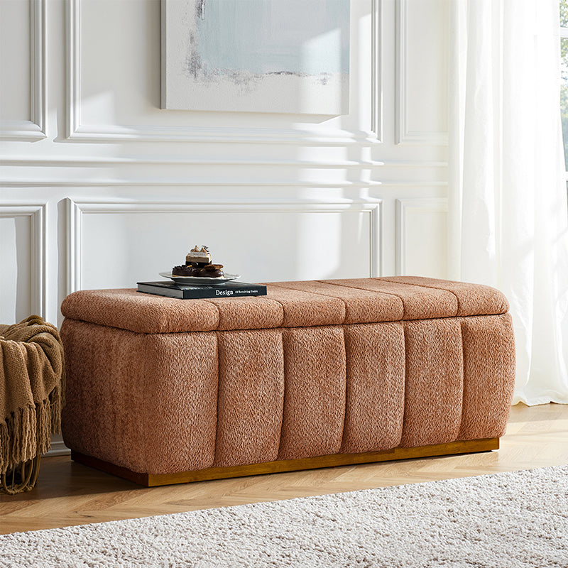 Modern Chenille Storage Bench - No-Assembly Upholstered Seat