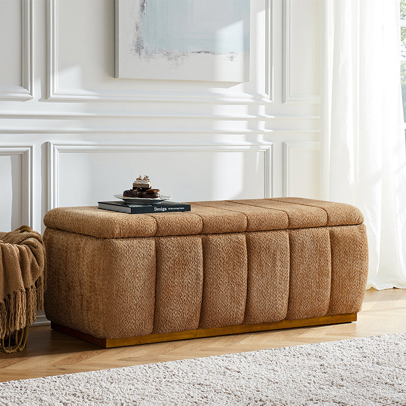 Modern Chenille Storage Bench - No-Assembly Upholstered Seat