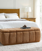 Modern Chenille Storage Bench - No-Assembly Upholstered Seat