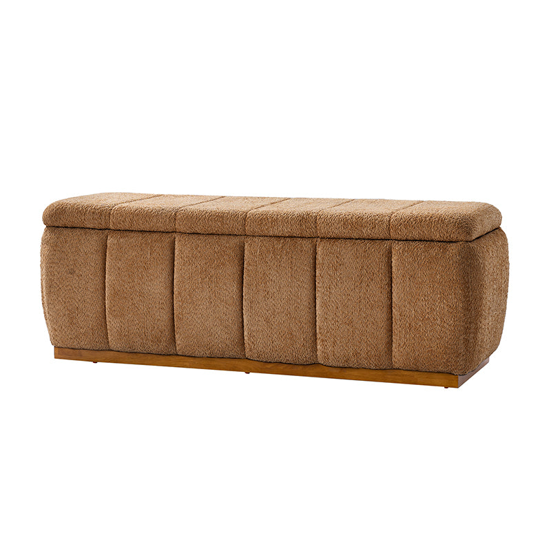 Modern Chenille Storage Bench - No-Assembly Upholstered Seat