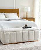 Modern Chenille Storage Bench - No-Assembly Upholstered Seat