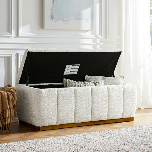 Modern Chenille Storage Bench - No-Assembly Upholstered Seat
