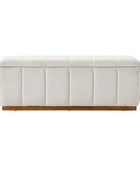 Modern Chenille Storage Bench - No-Assembly Upholstered Seat