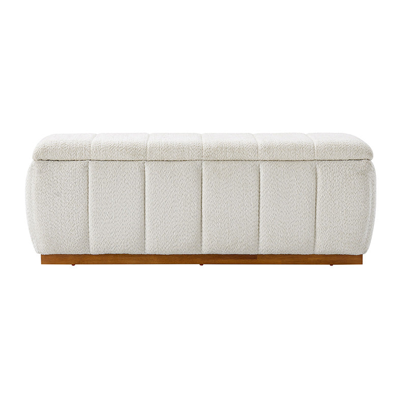 Modern Chenille Storage Bench - No-Assembly Upholstered Seat