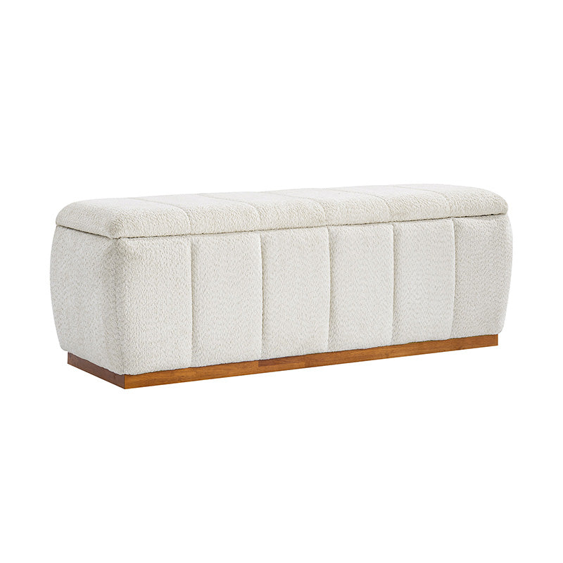 Modern Chenille Storage Bench - No-Assembly Upholstered Seat