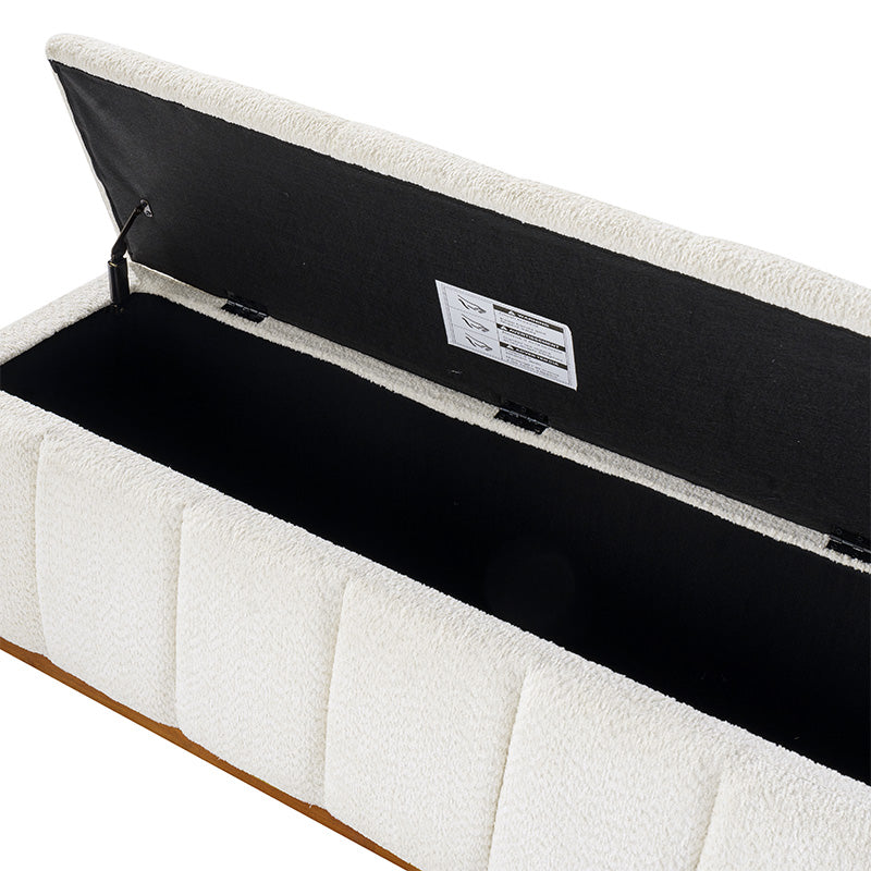 Modern Chenille Storage Bench - No-Assembly Upholstered Seat