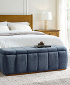 Modern Chenille Storage Bench - No-Assembly Upholstered Seat