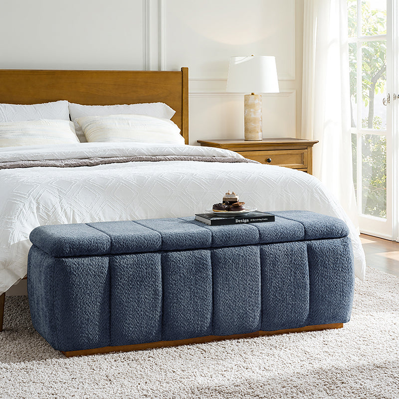 Modern Chenille Storage Bench - No-Assembly Upholstered Seat