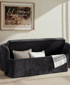 Modern Chenille Storage Bench with Wraparound Backres