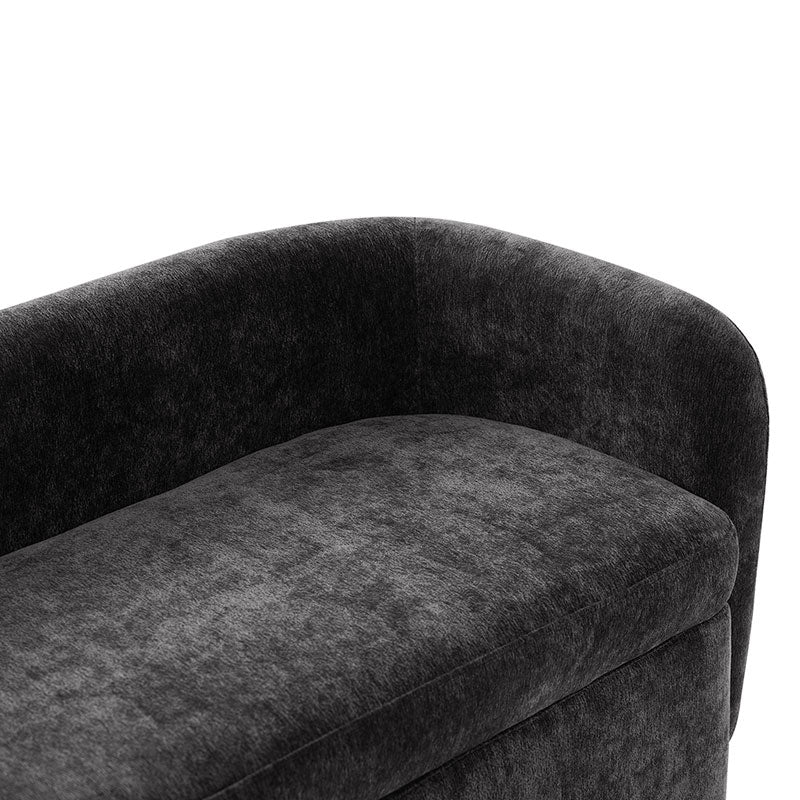 Modern Chenille Storage Bench with Wraparound Backres