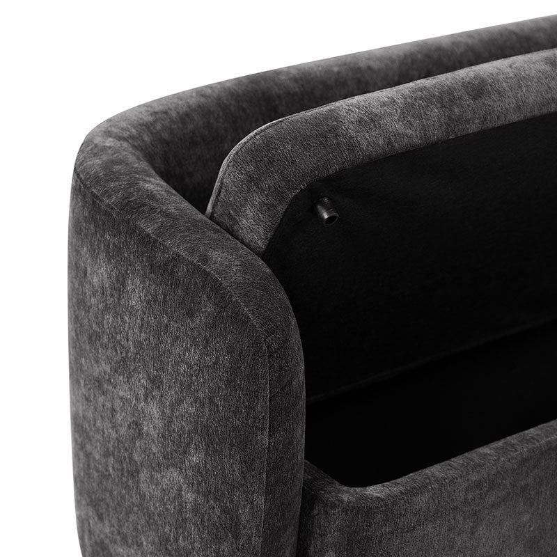 Modern Chenille Storage Bench with Wraparound Backres