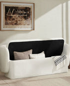 Modern Chenille Storage Bench with Wraparound Backres
