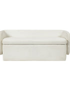 Modern Chenille Storage Bench with Wraparound Backres
