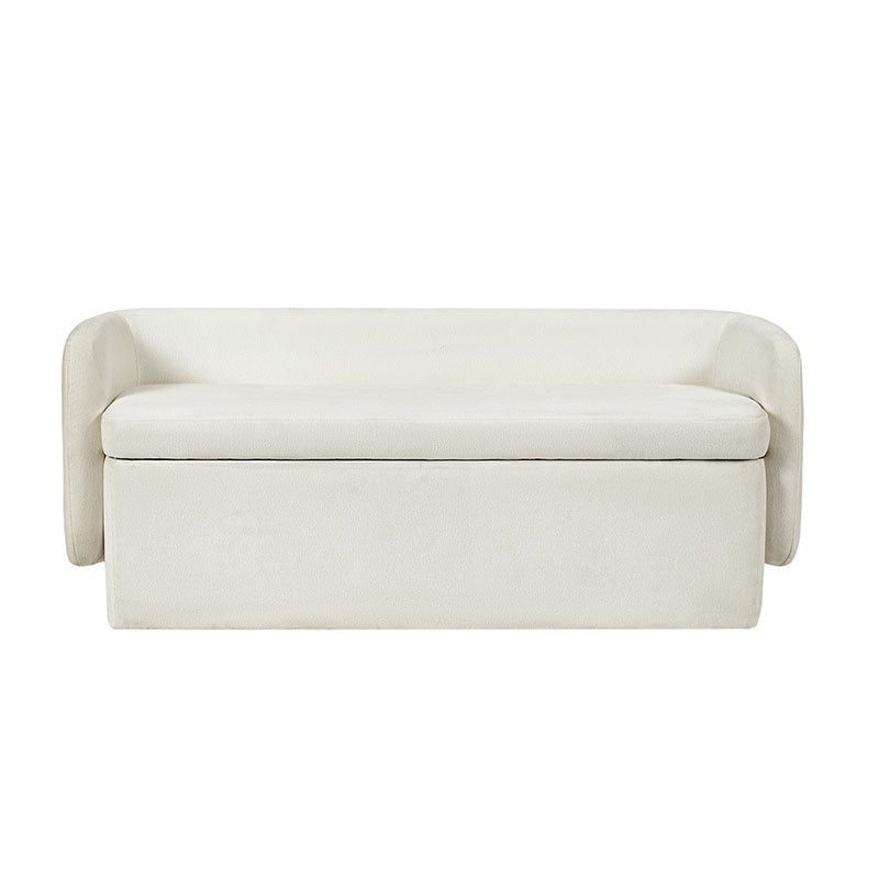 Modern Chenille Storage Bench with Wraparound Backres