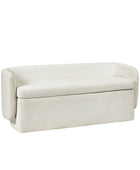 Modern Chenille Storage Bench with Wraparound Backres