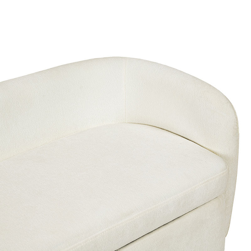 Modern Chenille Storage Bench with Wraparound Backres