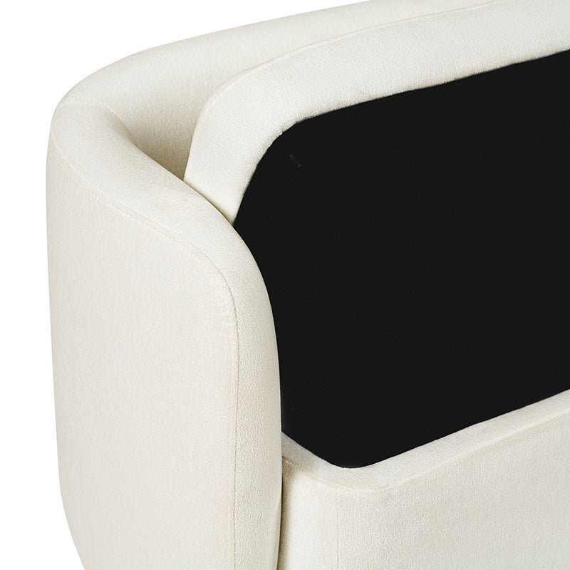 Modern Chenille Storage Bench with Wraparound Backres