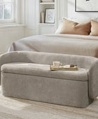 Modern Chenille Storage Bench with Wraparound Backres
