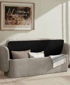 Modern Chenille Storage Bench with Wraparound Backres