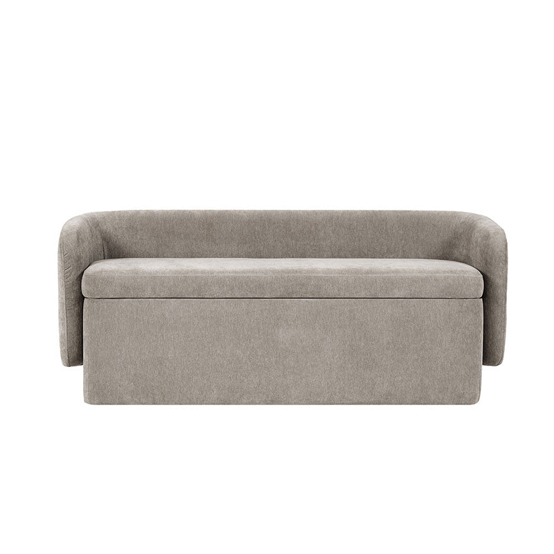 Modern Chenille Storage Bench with Wraparound Backres