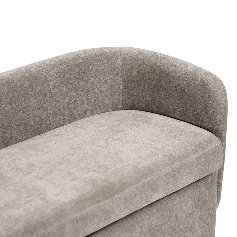 Modern Chenille Storage Bench with Wraparound Backres