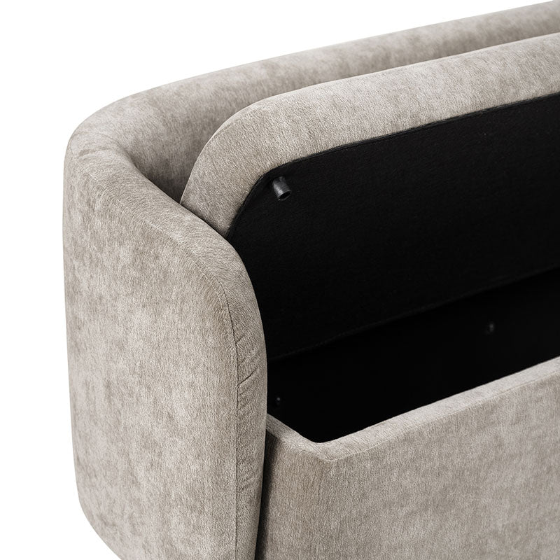 Modern Chenille Storage Bench with Wraparound Backres