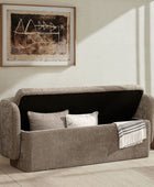 Modern Chenille Storage Bench with Wraparound Backres