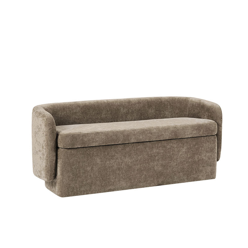 Modern Chenille Storage Bench with Wraparound Backres