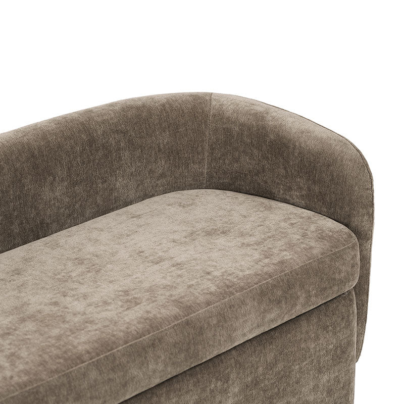 Modern Chenille Storage Bench with Wraparound Backres