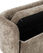 Modern Chenille Storage Bench with Wraparound Backres