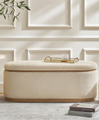 Modern Chenille Storage Bench with Hidden Seat Storage