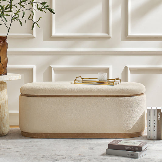 Modern Chenille Storage Bench with Hidden Seat Storage