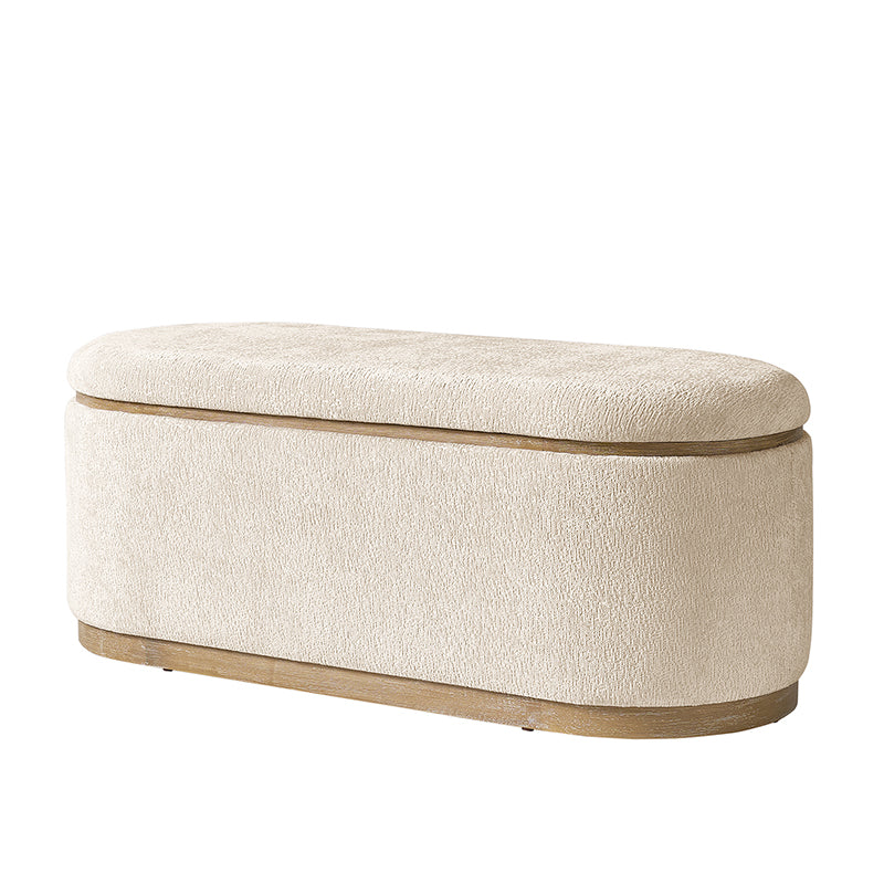 Modern Chenille Storage Bench with Hidden Seat Storage