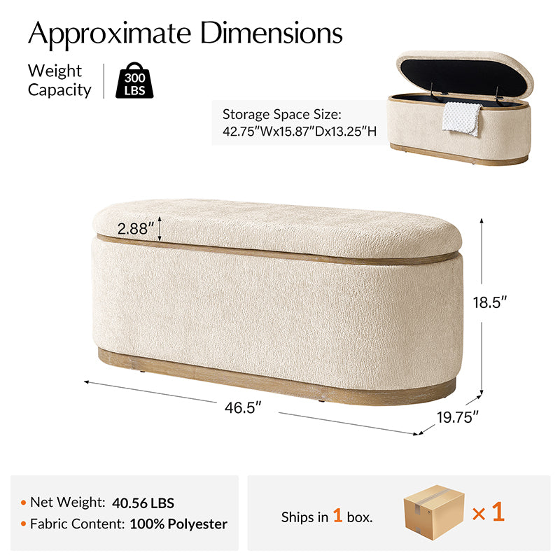 Modern Chenille Storage Bench with Hidden Seat Storage