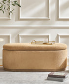 Modern Chenille Storage Bench with Hidden Seat Storage