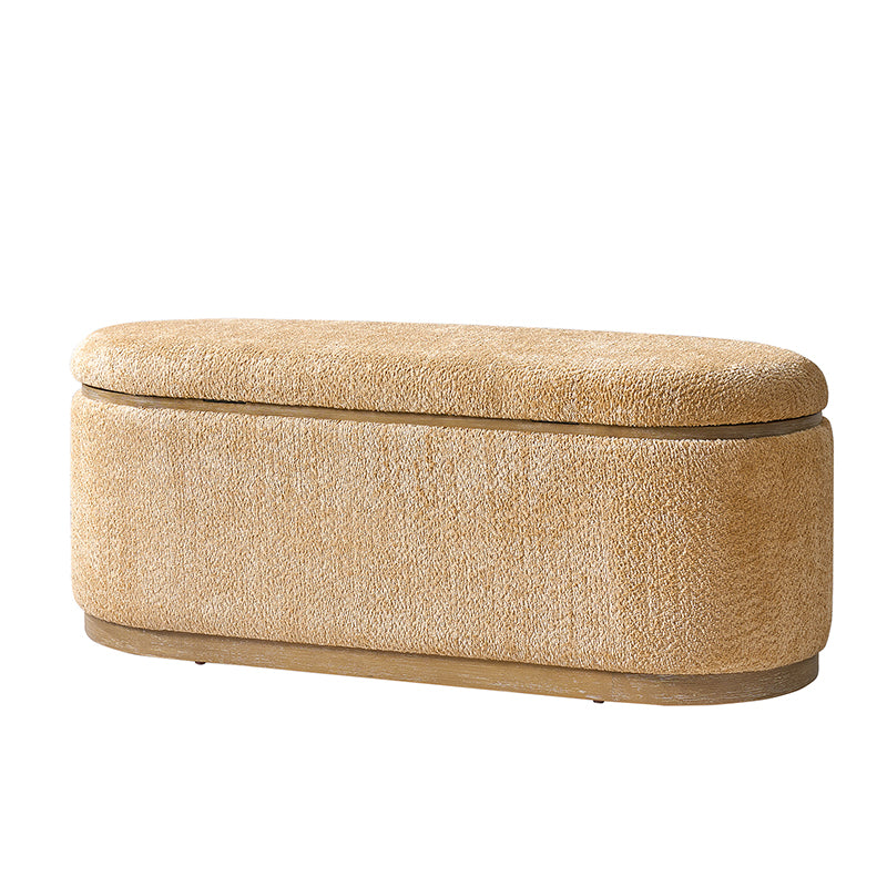 Modern Chenille Storage Bench with Hidden Seat Storage
