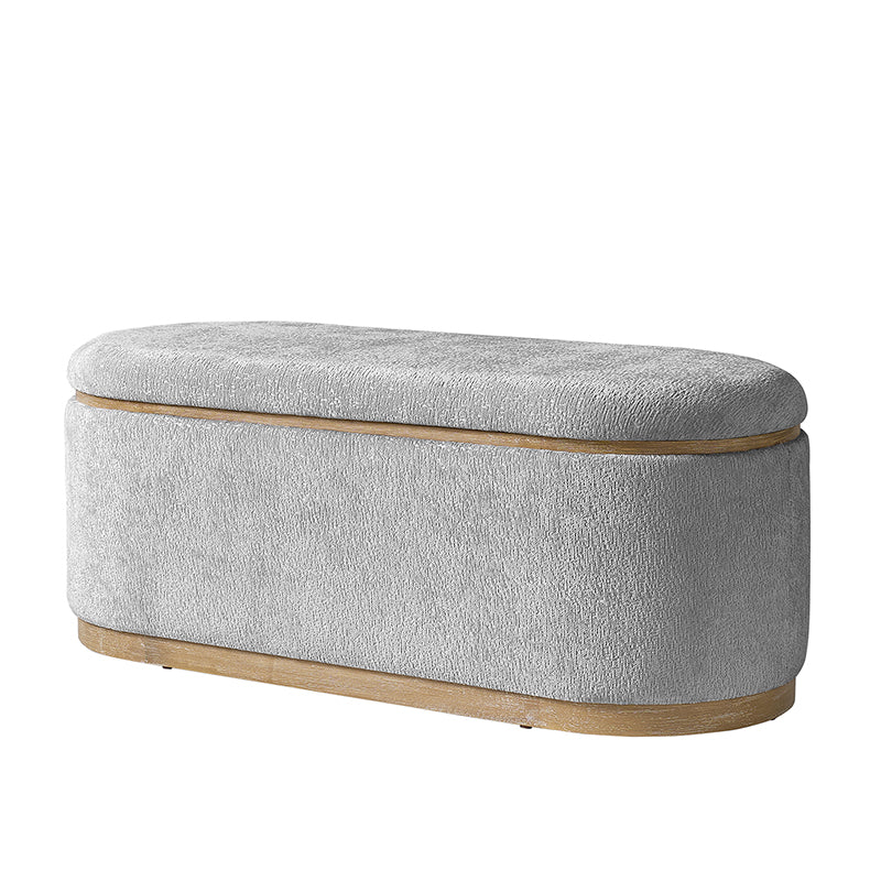 Modern Chenille Storage Bench with Hidden Seat Storage