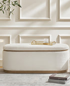 Modern Chenille Storage Bench with Hidden Seat Storage