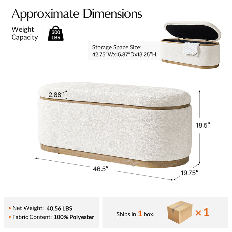Modern Chenille Storage Bench with Hidden Seat Storage