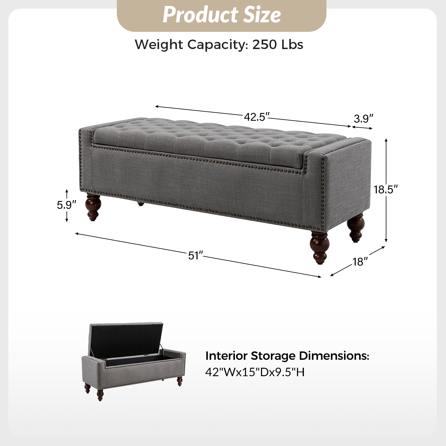 Eugen Upholstered Flip Top Storage Bench