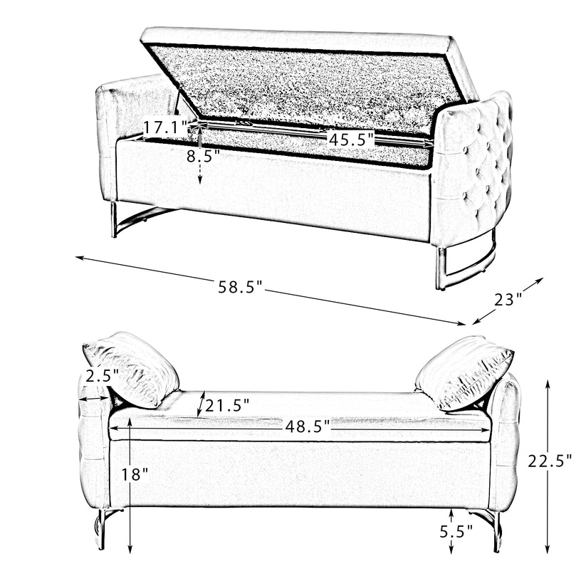 Angelo Upholstered Flip Top Storage Bench Hulala Home