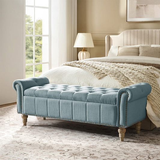 Gemma Classic Tufted Storage Bench with Nailhead Trim