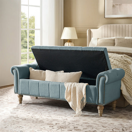 Gemma Classic Tufted Storage Bench with Nailhead Trim