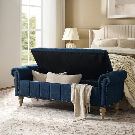 Gemma Classic Tufted Storage Bench with Nailhead Trim